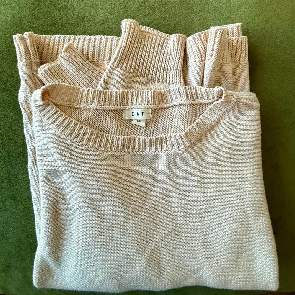 Women's Elegant Beige Crew Neck Sweater